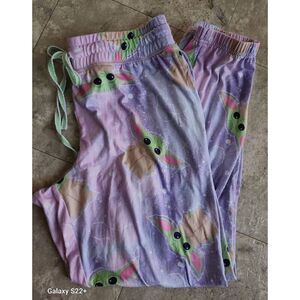 Star Wars baby Yoda pajama purple blue & green bottoms pants Size Medium